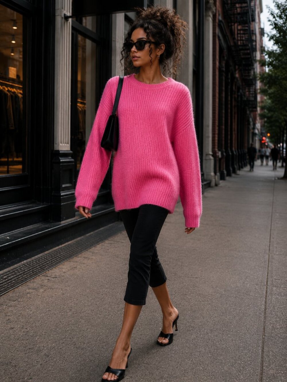 Alexander Wang Bubblegum Pink Mohair Longline Sweater XS Extra Long Sleeves